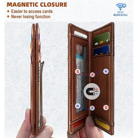 BULLIANT Slim Wallet Men Genuine Leather Front Pocket RFID Blocking Money Clip - Picture 3 of 8